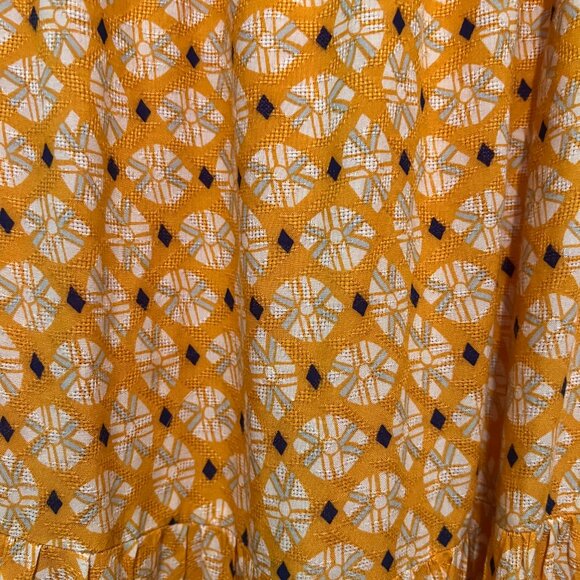 Knox Rose Women's Flutter Sleeve A-Line Yellow/Orange Midi Dress Boho Style Sz L - Picture 2 of 5